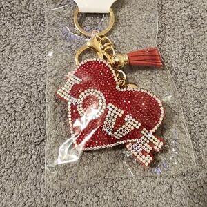 Red Heart Keychain with Crystals